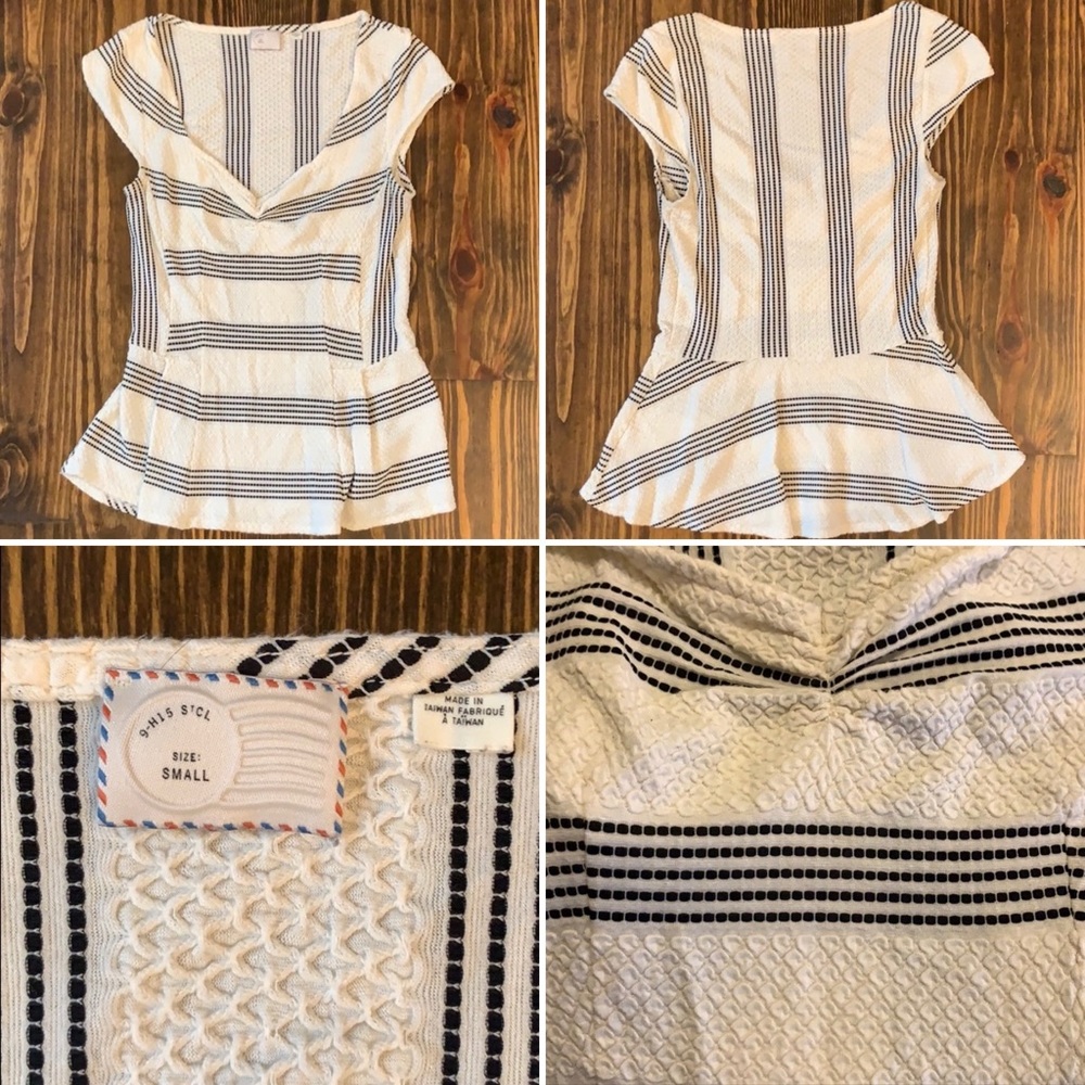 Anthropologie Postmark Peplum Sweetheart Top S